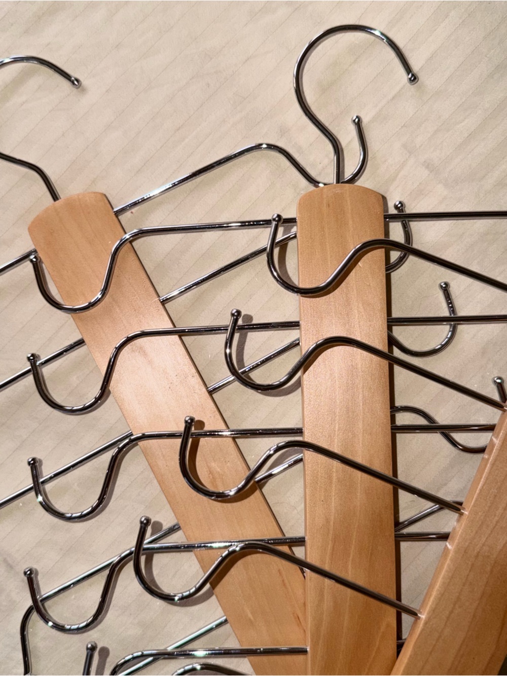 Wood & Chrome Multi-Tier Hangers - Set of 3 - Picture 10 of 12